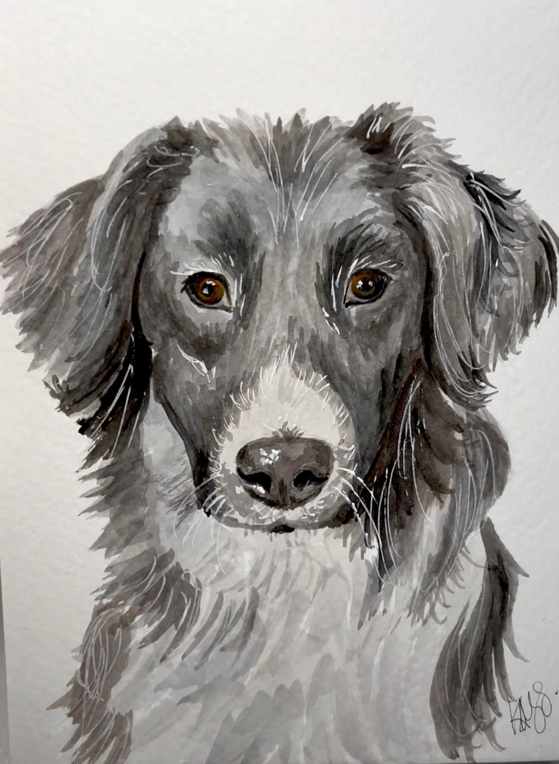 Hand-painted pet portrait of Watercolor Pet Portrait